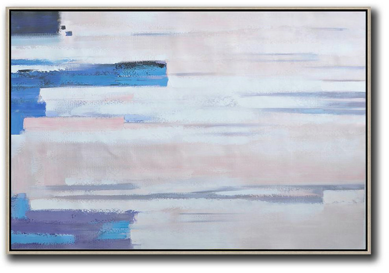 Oversized Horizontal Contemporary Art,Artwork For Sale,White,Pink,Blue,Purple